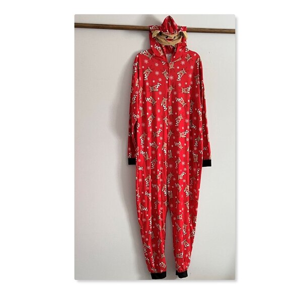 Matching Family Pajamas Reindeer Antler Zipper Onesie RED SZ 2XL / DAD - Picture 3 of 9